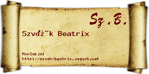 Szvák Beatrix névjegykártya